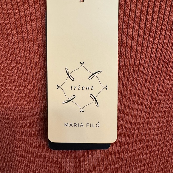 Maria Filó Burnt Orange Thin Knit Sweater with Ruffle Cuffs | NWT | Size M - Picture 5 of 6